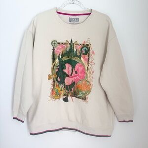 Universal Studio Wicked Elphaba Glinda Crew Neck Cream Pullover Sweater Sz XL